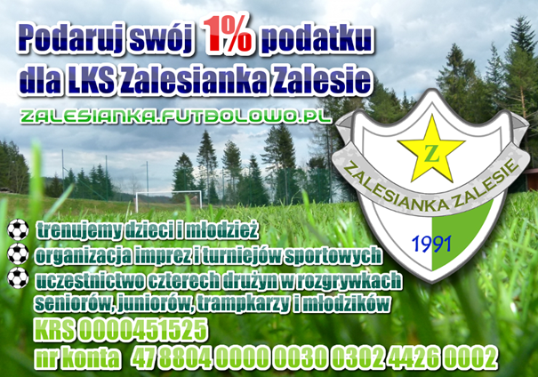 Podaruj swój 1% podatku dla LKS Zalesianka Zalesie