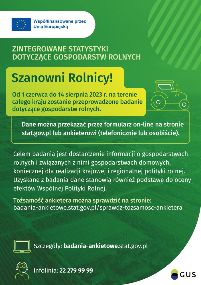 Badanie „Zintegrowane statystyki dotyczące gospodarstw rolnych”